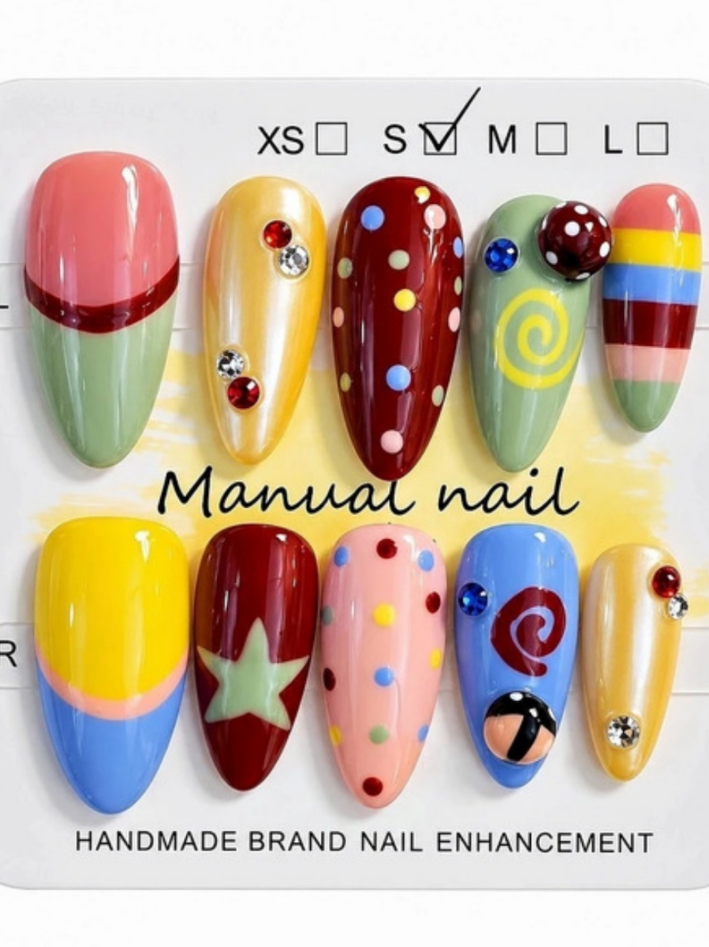 Handmade Multicolor Press-On Nails Medium